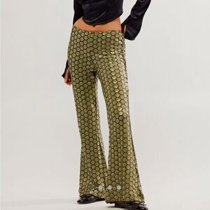 🌟Free People🌟Wilder Days Sequin Flare Pants Color Rocker Olive